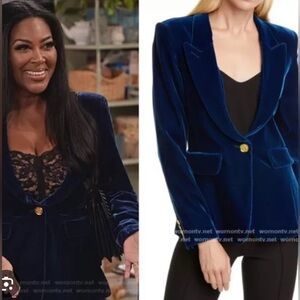 Smythe velvet peak lapel blazer jacket dark navy